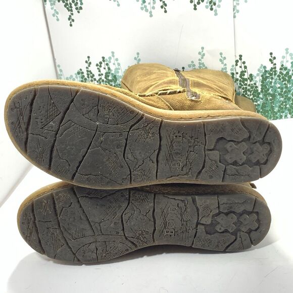 BORN Distressed Brown Leather Zippered Moccasin Tall Boots Size 9 US Women’s - Picture 14 of 16